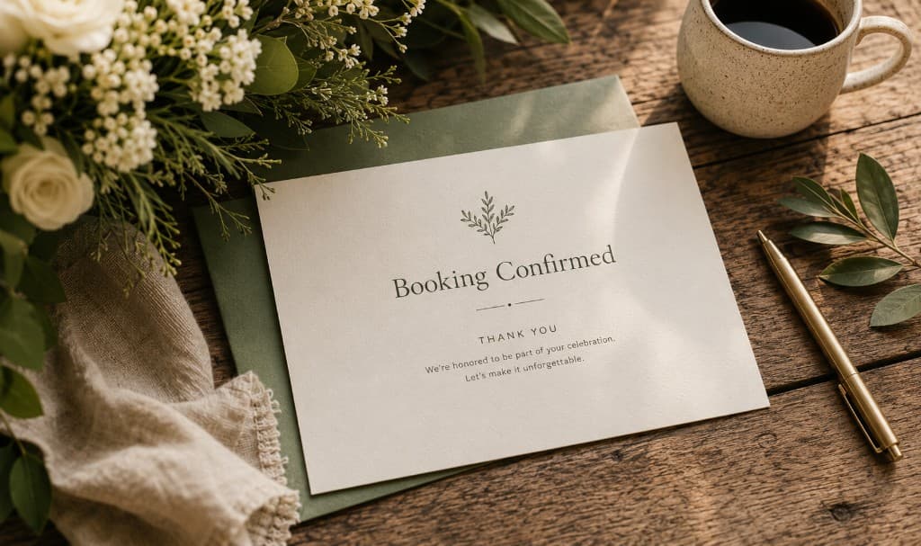 Booking — thank you, we're honored to be part of your celebration
