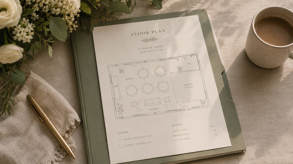 Floor plan for Elena & James — every table, seat, and space prepared with confidence