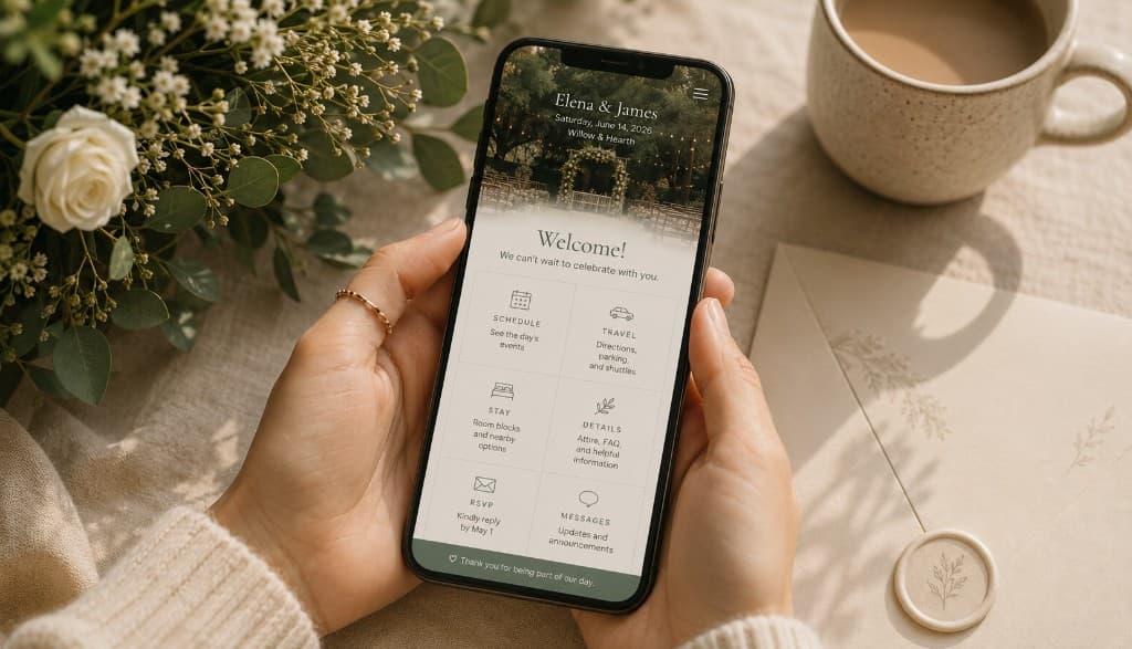 Guest portal welcome on a phone — every guest arrives a little more prepared